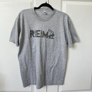 2003 REM Tour T-shirt Mens L Gray Y2K Graphic Band Tee Standard American Made US